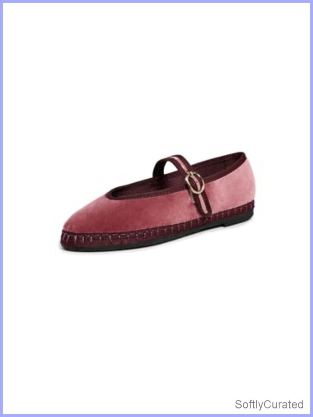 Velvet Mary Jane Flats Round Toe Buckle Strap Casual Comfort